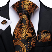 Load image into Gallery viewer, Golden Tie, Hanky, Cufflink Set