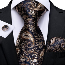 Load image into Gallery viewer, Golden Tie, Hanky, Cufflink Set