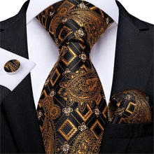 Load image into Gallery viewer, Golden Tie, Hanky, Cufflink Set