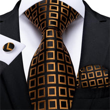 Load image into Gallery viewer, Golden Tie, Hanky, Cufflink Set