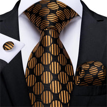 Load image into Gallery viewer, Golden Tie, Hanky, Cufflink Set