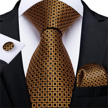 Load image into Gallery viewer, Golden Tie, Hanky, Cufflink Set