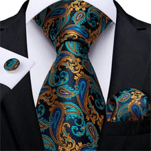 Load image into Gallery viewer, Golden Tie, Hanky, Cufflink Set