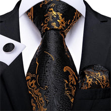 Load image into Gallery viewer, Golden Tie, Hanky, Cufflink Set