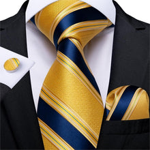 Load image into Gallery viewer, Golden Tie, Hanky, Cufflink Set