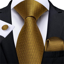 Load image into Gallery viewer, Golden Tie, Hanky, Cufflink Set