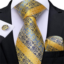 Load image into Gallery viewer, Golden Tie, Hanky, Cufflink Set