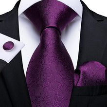 Load image into Gallery viewer, Purple Tie Hanky Cufflink Set