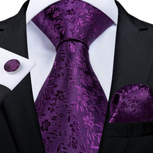 Load image into Gallery viewer, Purple Tie Hanky Cufflink Set
