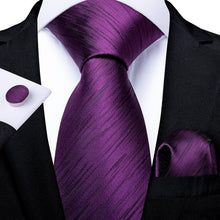 Load image into Gallery viewer, Purple Tie Hanky Cufflink Set