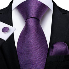 Load image into Gallery viewer, Purple Tie Hanky Cufflink Set