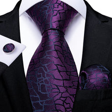 Load image into Gallery viewer, Purple Tie Hanky Cufflink Set