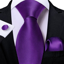 Load image into Gallery viewer, Purple Tie Hanky Cufflink Set