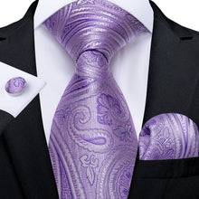 Load image into Gallery viewer, Purple Tie Hanky Cufflink Set
