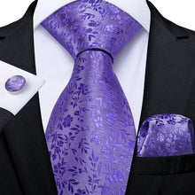 Load image into Gallery viewer, Purple Tie Hanky Cufflink Set