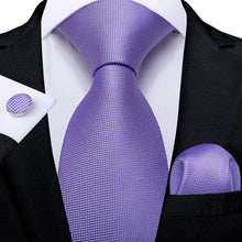 Load image into Gallery viewer, Purple Tie Hanky Cufflink Set