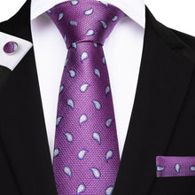 Load image into Gallery viewer, Purple Tie Hanky Cufflink Set